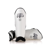 White Danger Equipment Thai Legend Shin Guards Front