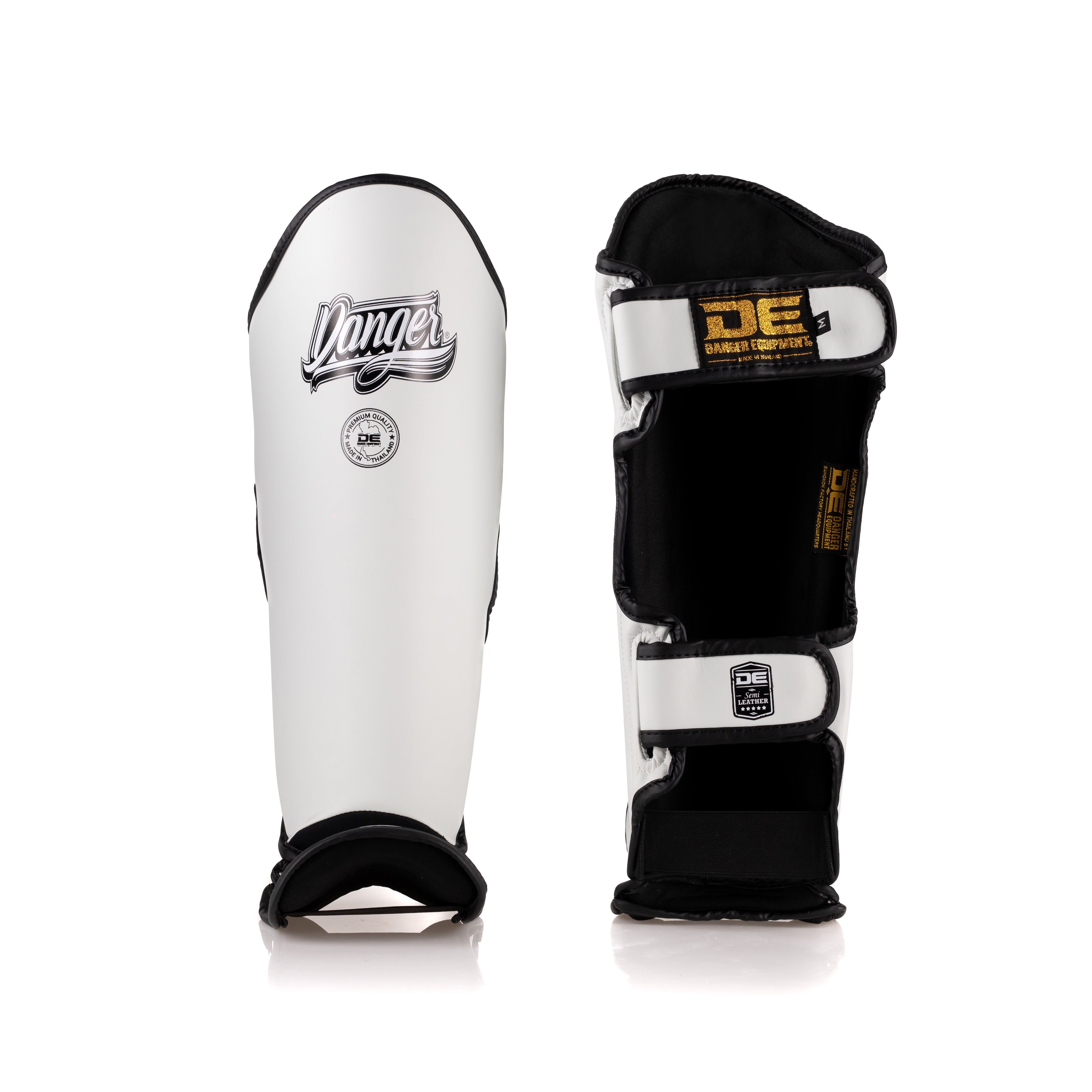 White Danger Equipment Thai Legend Shin Guards Front/Back