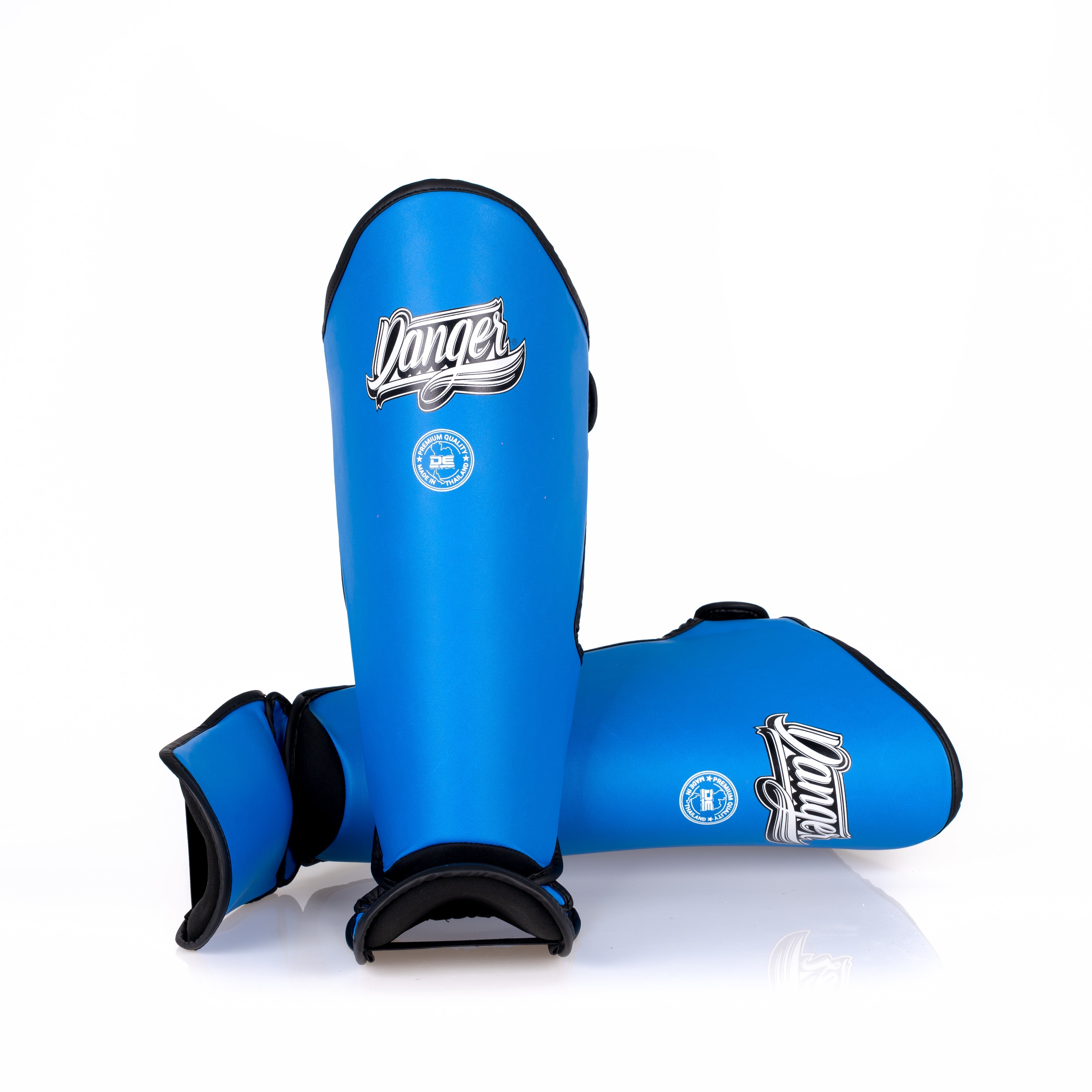 Blue Danger Equipment Thai Legend Shin Guards Front