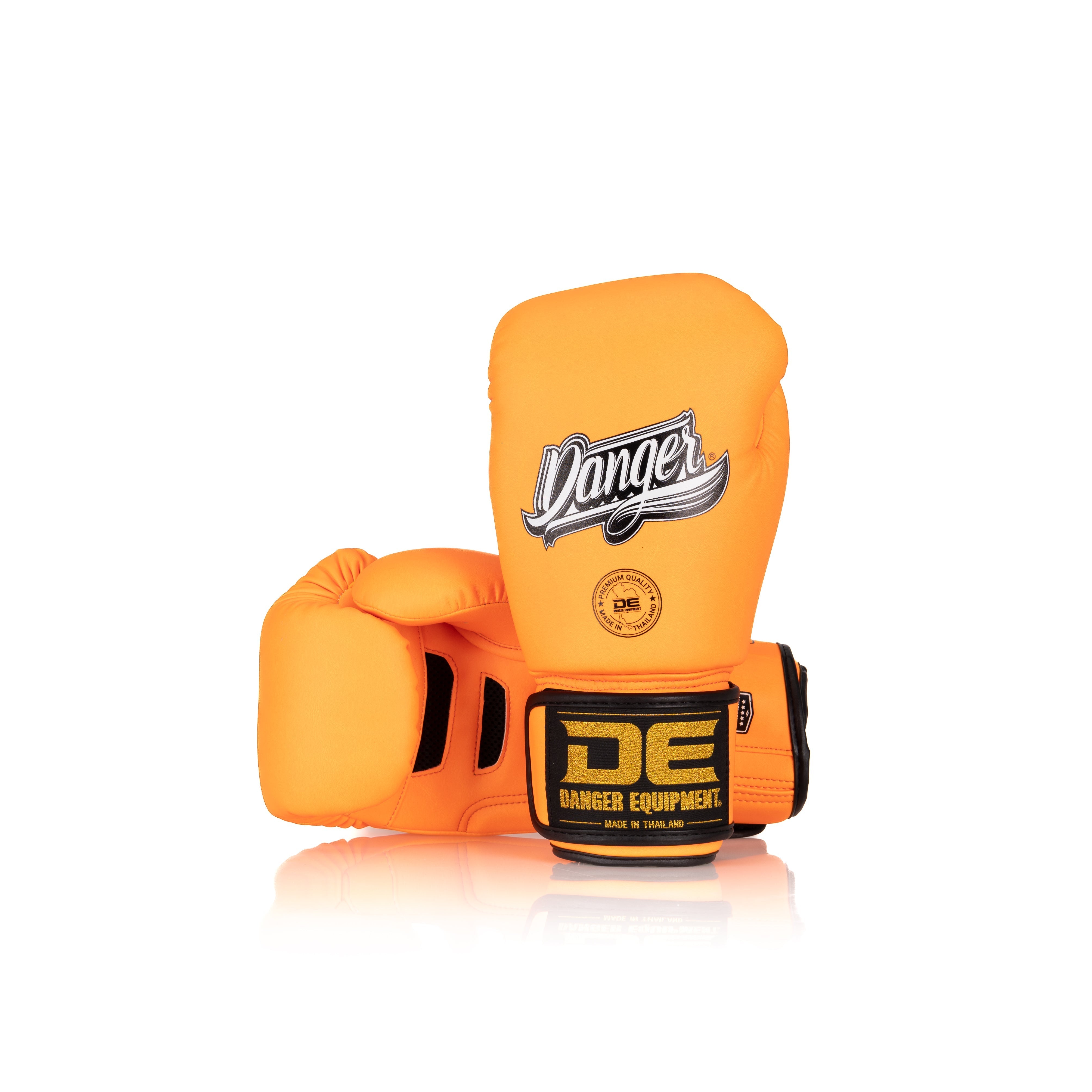 Orange Danger Equipment Super Max Boxing Gloves Front/Back