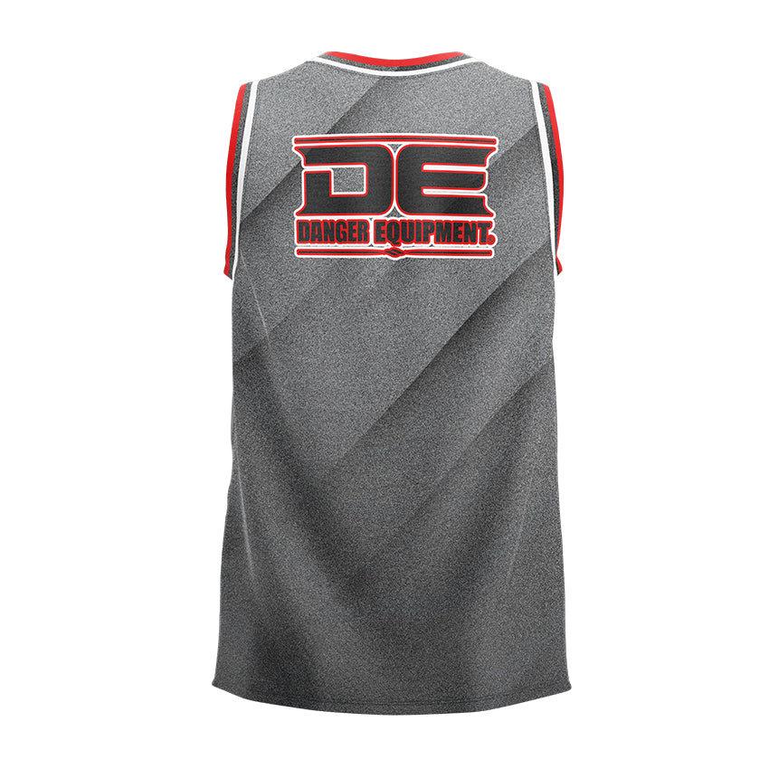 Grey/Red Danger Equipment Sleeveless Training Lycra Back