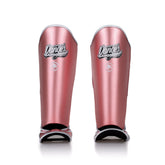 Pink Danger Equipment Thai Metallic Shin Guards Front
