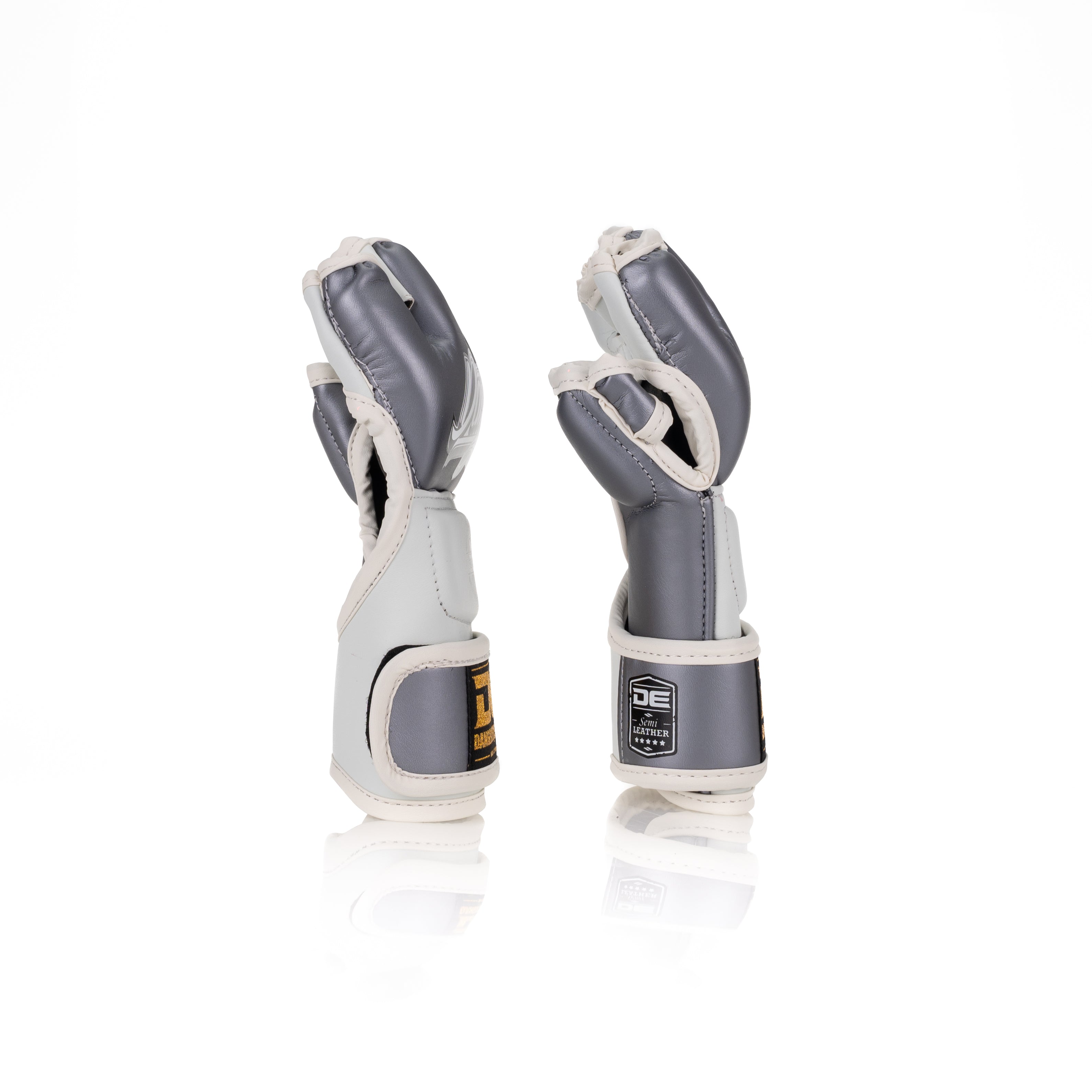 White/Silver Danger Equipment MMA Competition Boxing Gloves Side