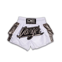 White/Gold Danger Equipment Wild Line Muay Thai Short Front