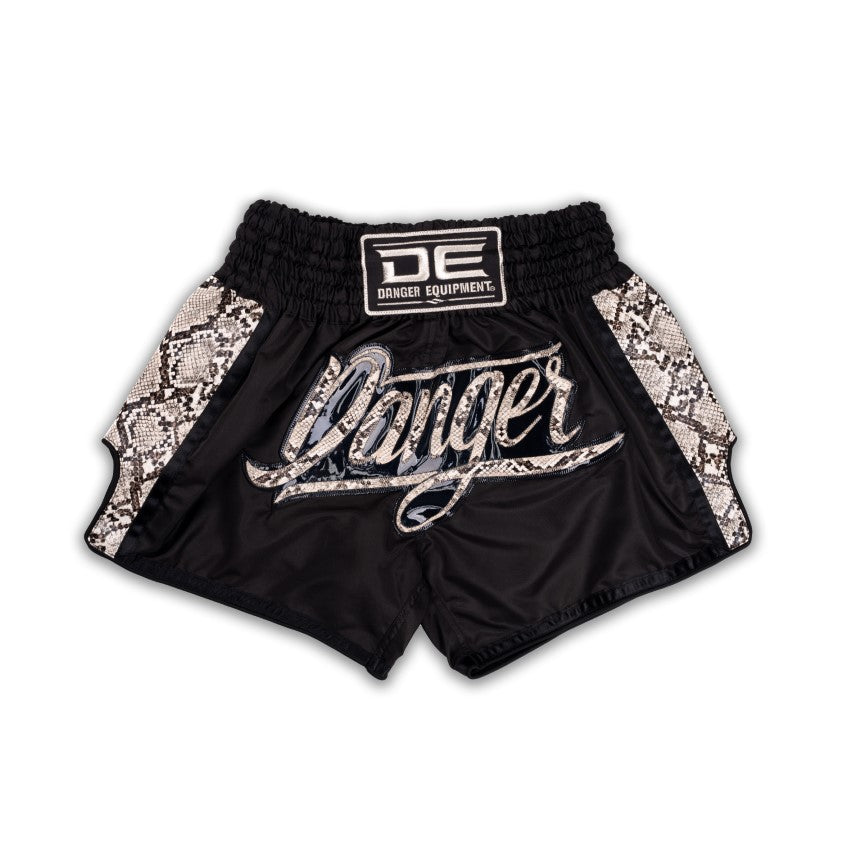 Black/Yellow Danger Equipment Wild Line Muay Thai Short Front