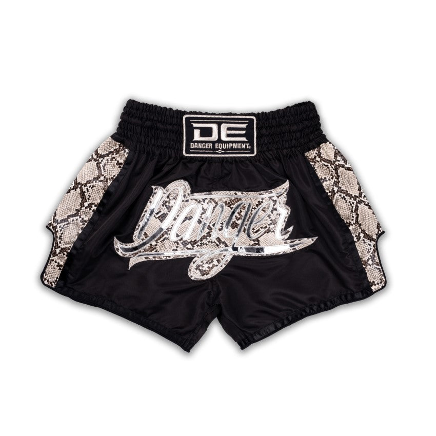 Black/Yellow Danger Equipment Wild Line Muay Thai Short Front