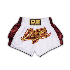 White/Red Danger Equipment Wild Line Muay Thai Short Front