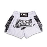 White/Black Danger Equipment Wild Line Muay Thai Short Front