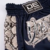 Blue/Yellow Danger Equipment Wild Line Muay Thai Short Logo Yellow Front