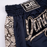 Blue/Yellow Danger Equipment Wild Line Muay Thai Short Logo Yellow Front