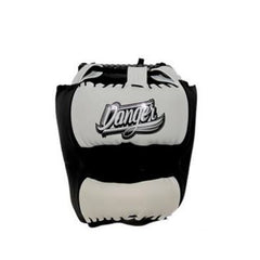 White/Black Danger Equipment Boxing Head Guard Front