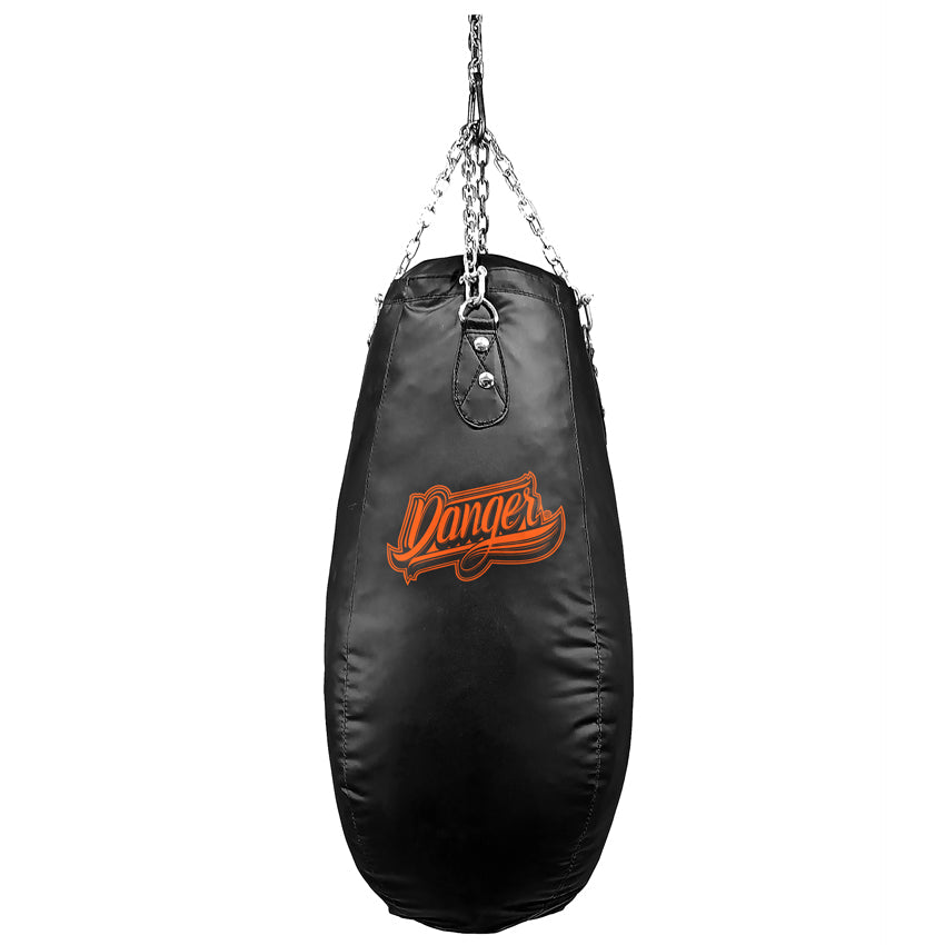 Black/Red Danger Equipment Tear Drop Punching Bag Unfilled Front