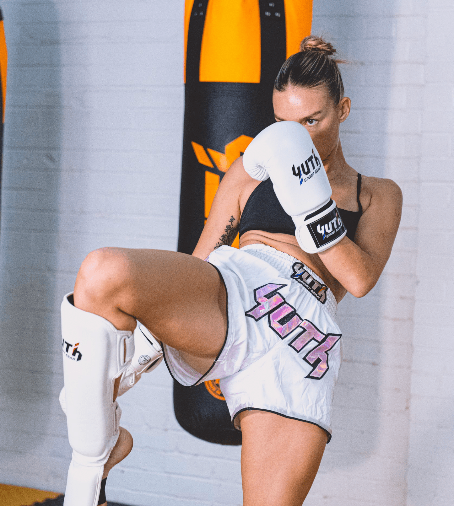 Yuth Hologram White / Pink Muay Thai Shorts - Fight.ShopMuay Thai ShortYuthWhite/PinkXS