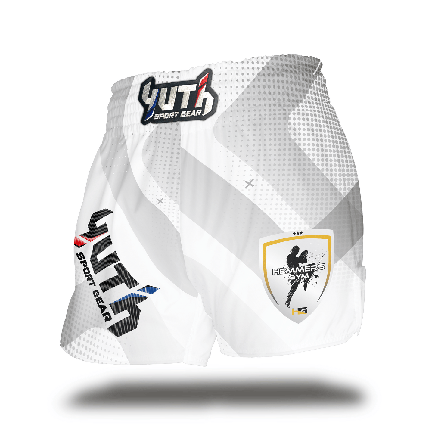 White Yuth X Hemmers Gym Muay Thai Short Front 
