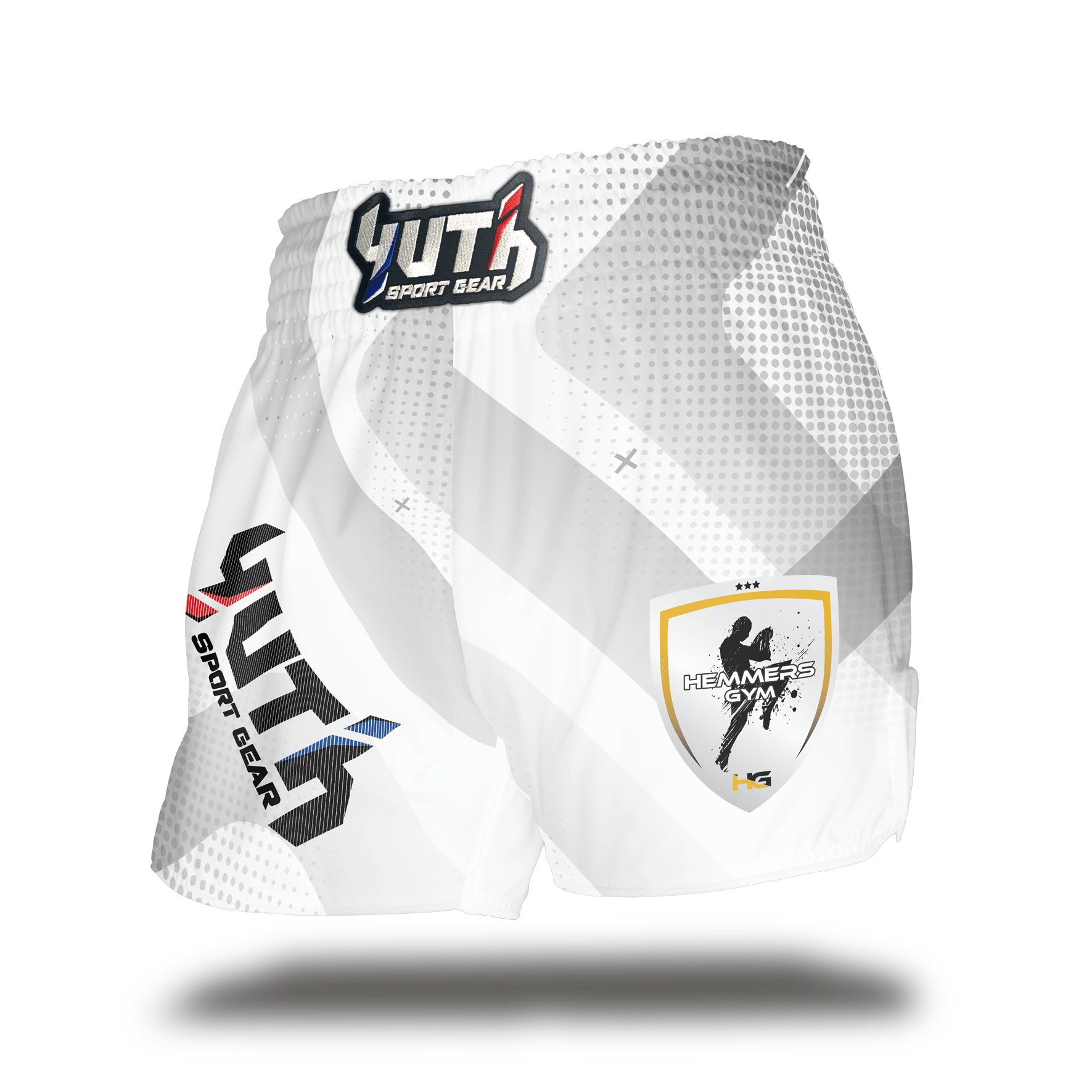 White Yuth X Hemmers Gym Muay Thai Short Front 