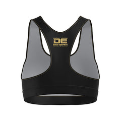 Black/Gold Danger Equipment Women's Sports Bra Back