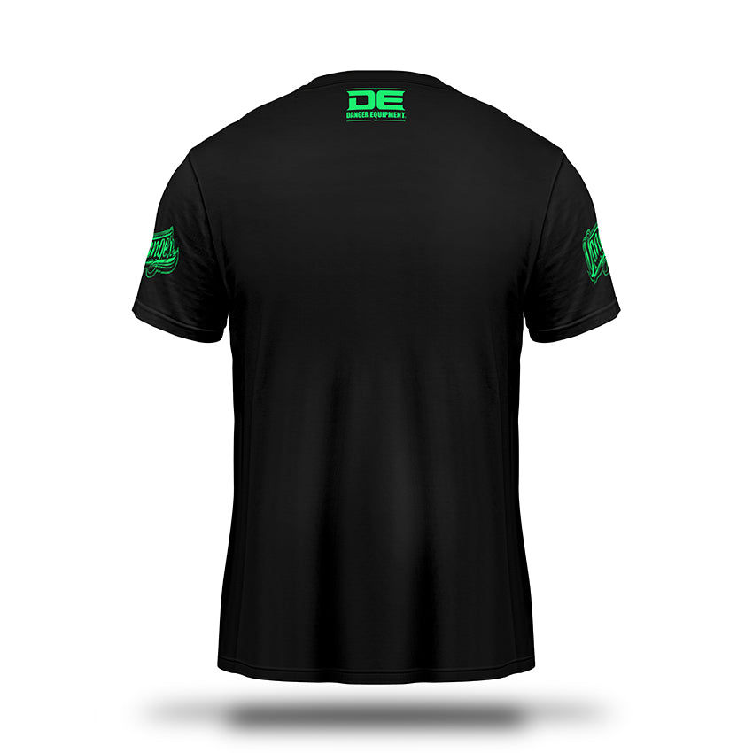 Black/Green Danger Equipment Neon T-Shirt Back