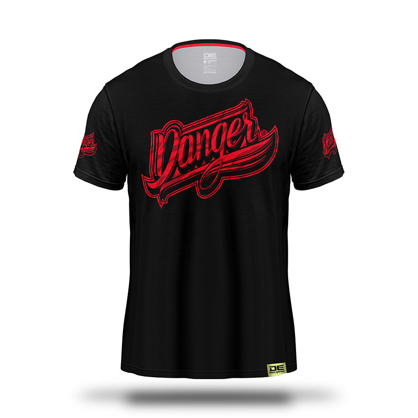 Black/Red Danger Equipment Neon T-Shirt Front