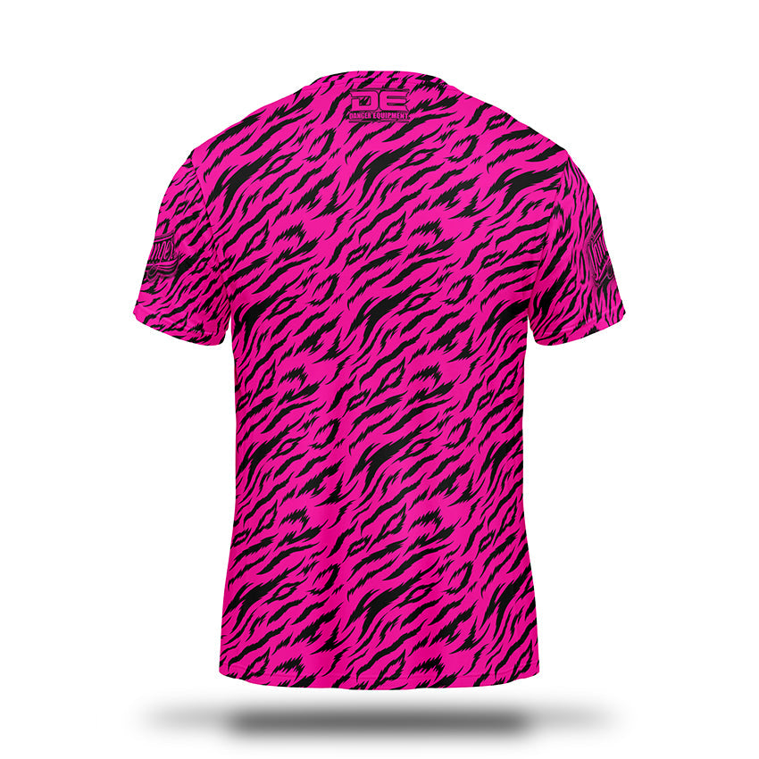Hot Pink Danger Equipment Unisex T-Shirt Back