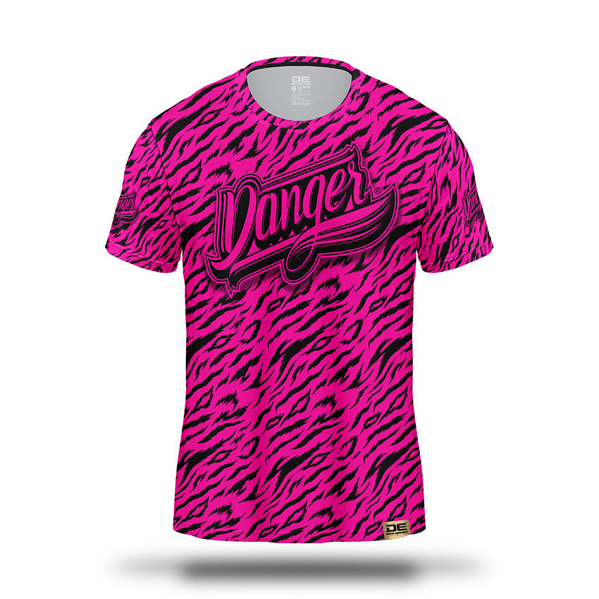 Hot Pink Danger Equipment Unisex T-Shirt Front