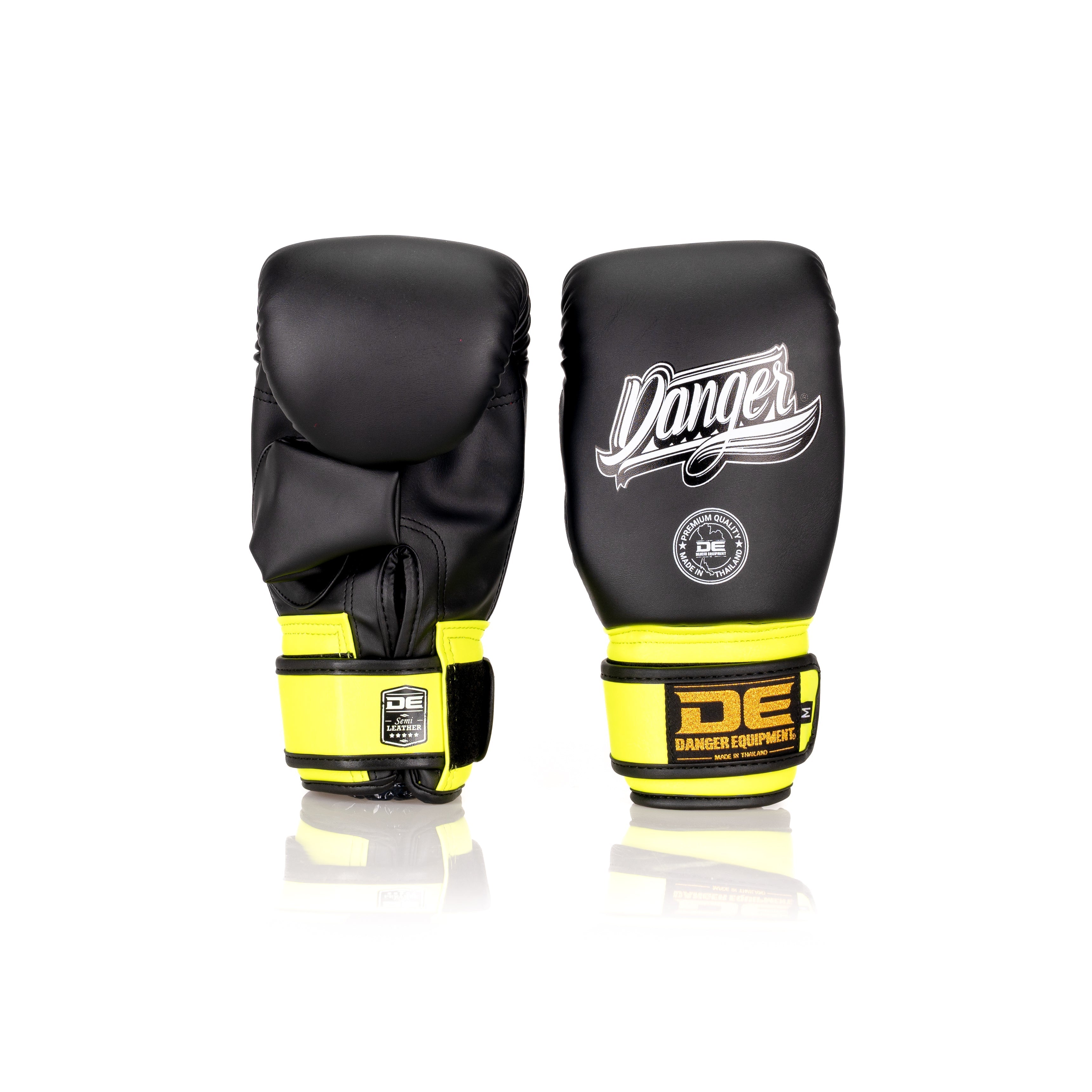 Black/Yellow Danger Equipment Bag Boxing Gloves Front/Back