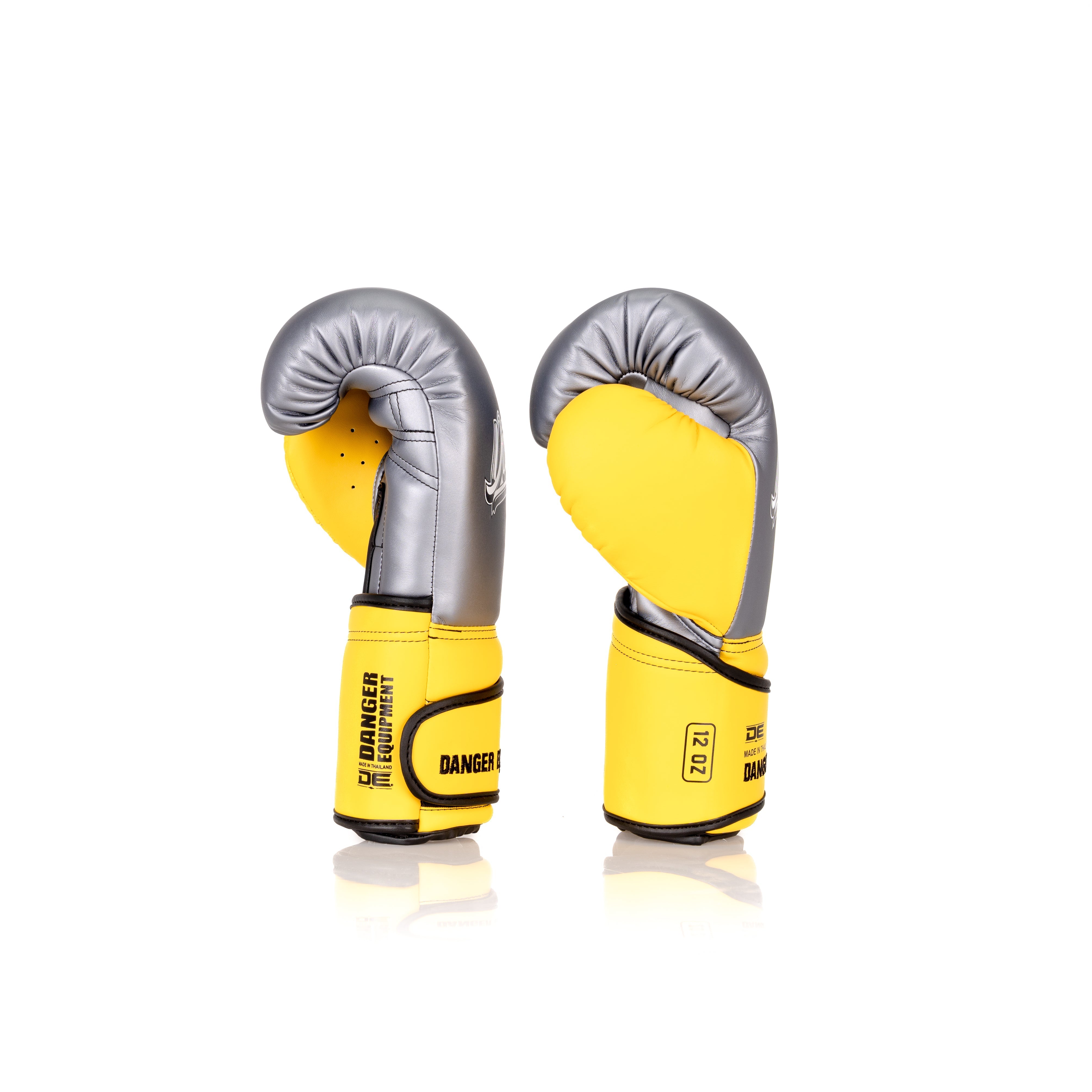 Grey/Yellow Danger Equipment Avatar Boxing Gloves Side