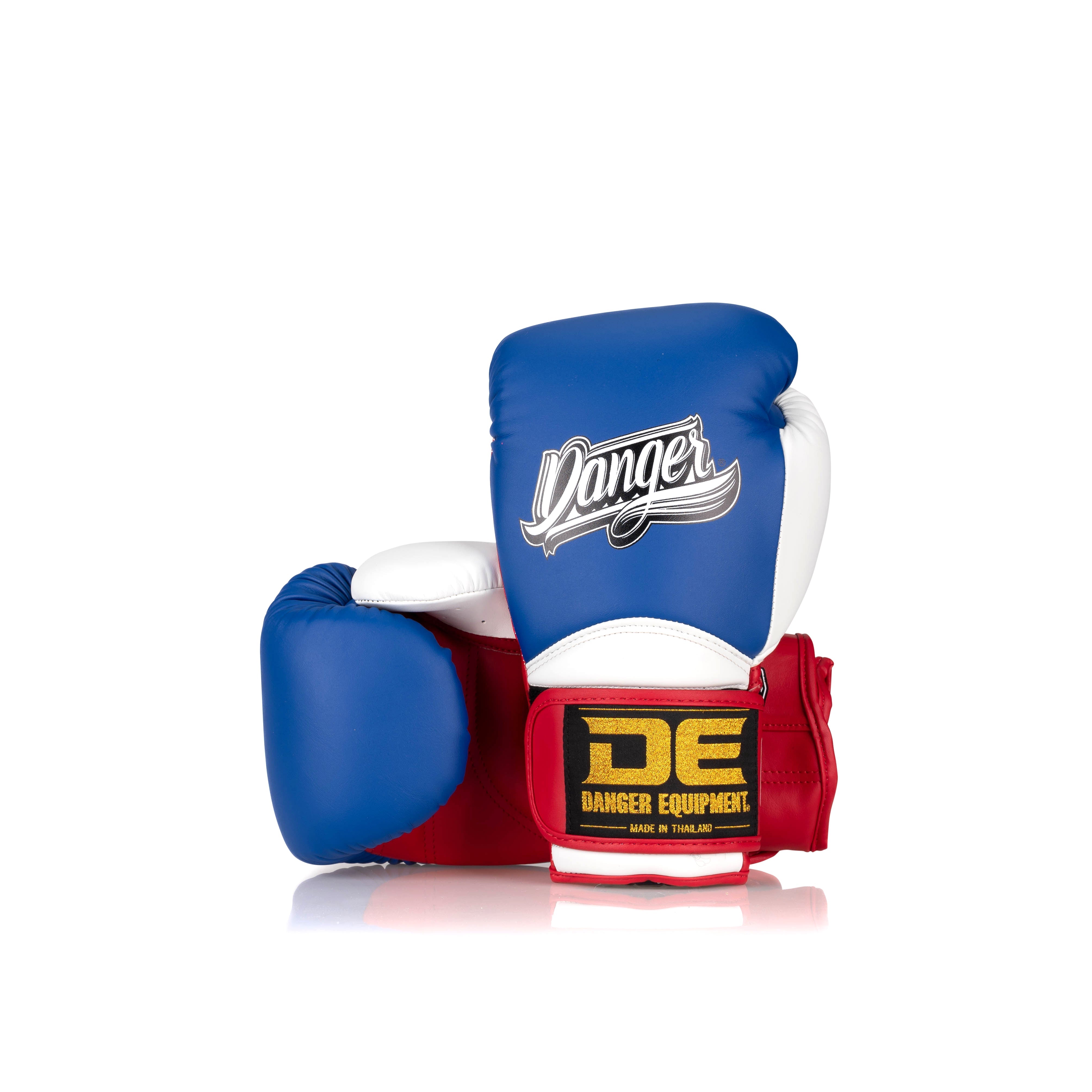Red/White/Blue Danger Equipment The 'Rocket' Boxing Gloves Front/Back