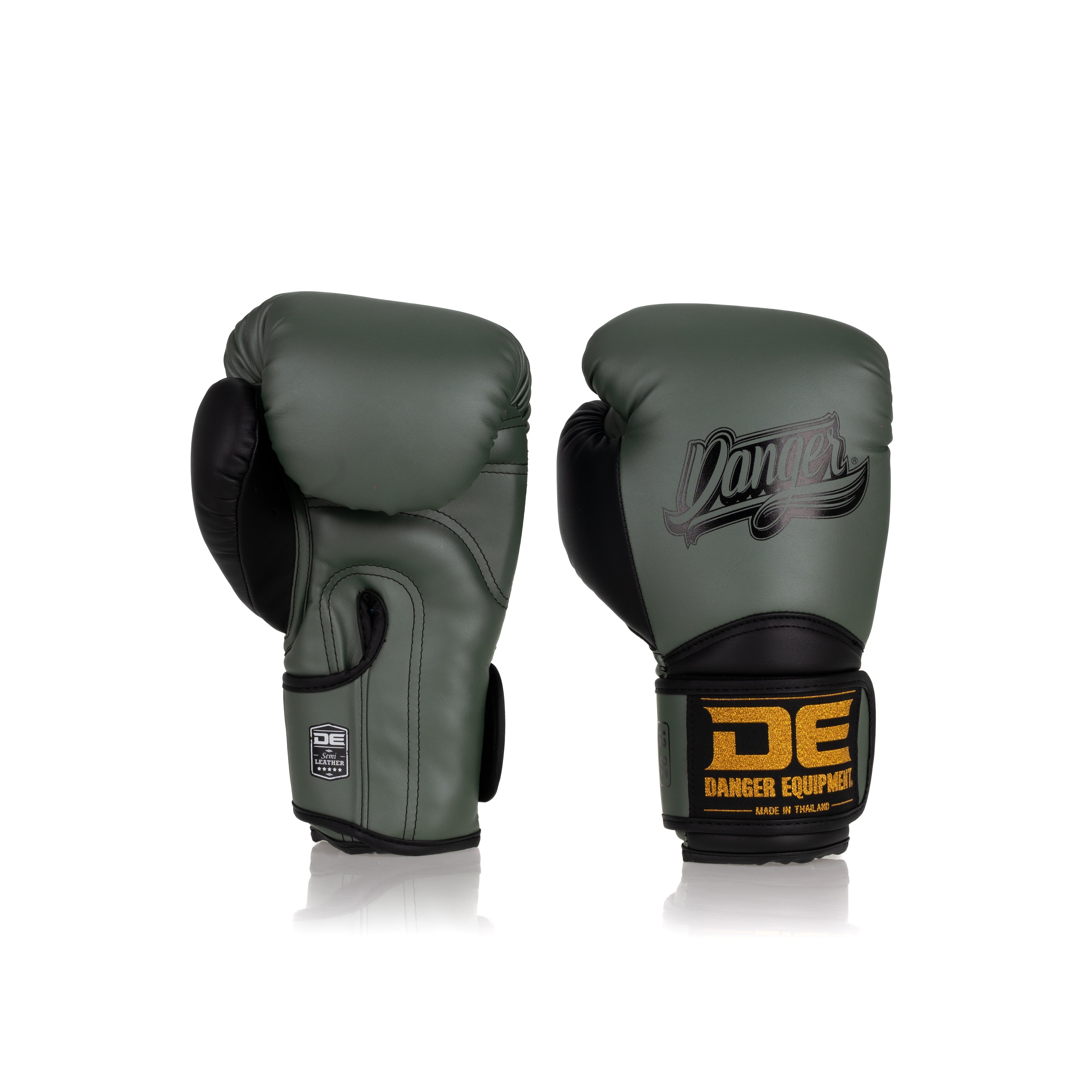 Green/Black Danger Equipment The 'Rocket' Boxing Gloves Front/Back