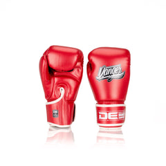 Red Danger Equipment Classic Thai Metallic Boxing Gloves Front/Back