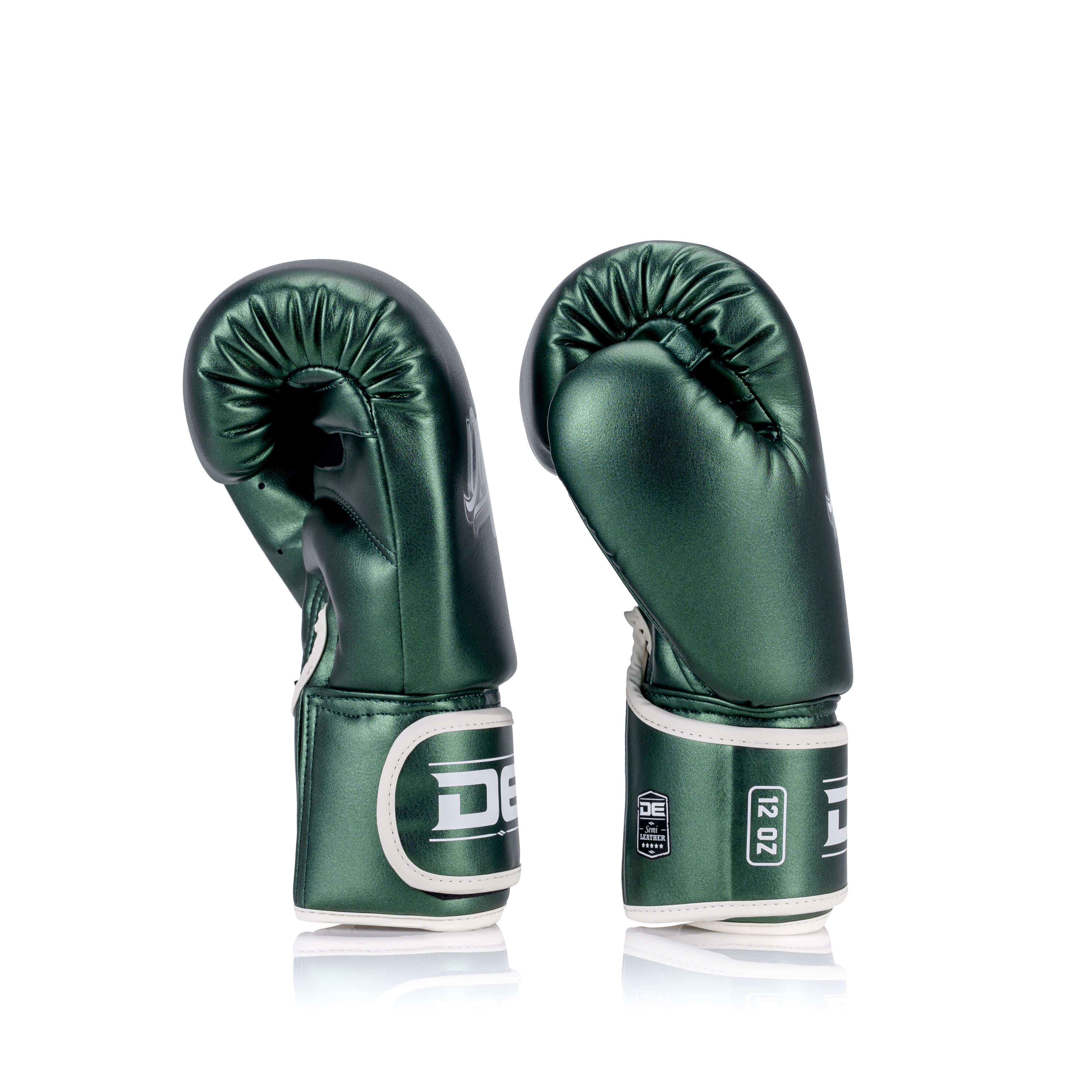 Green Danger Equipment Classic Thai Metallic Boxing Gloves Side