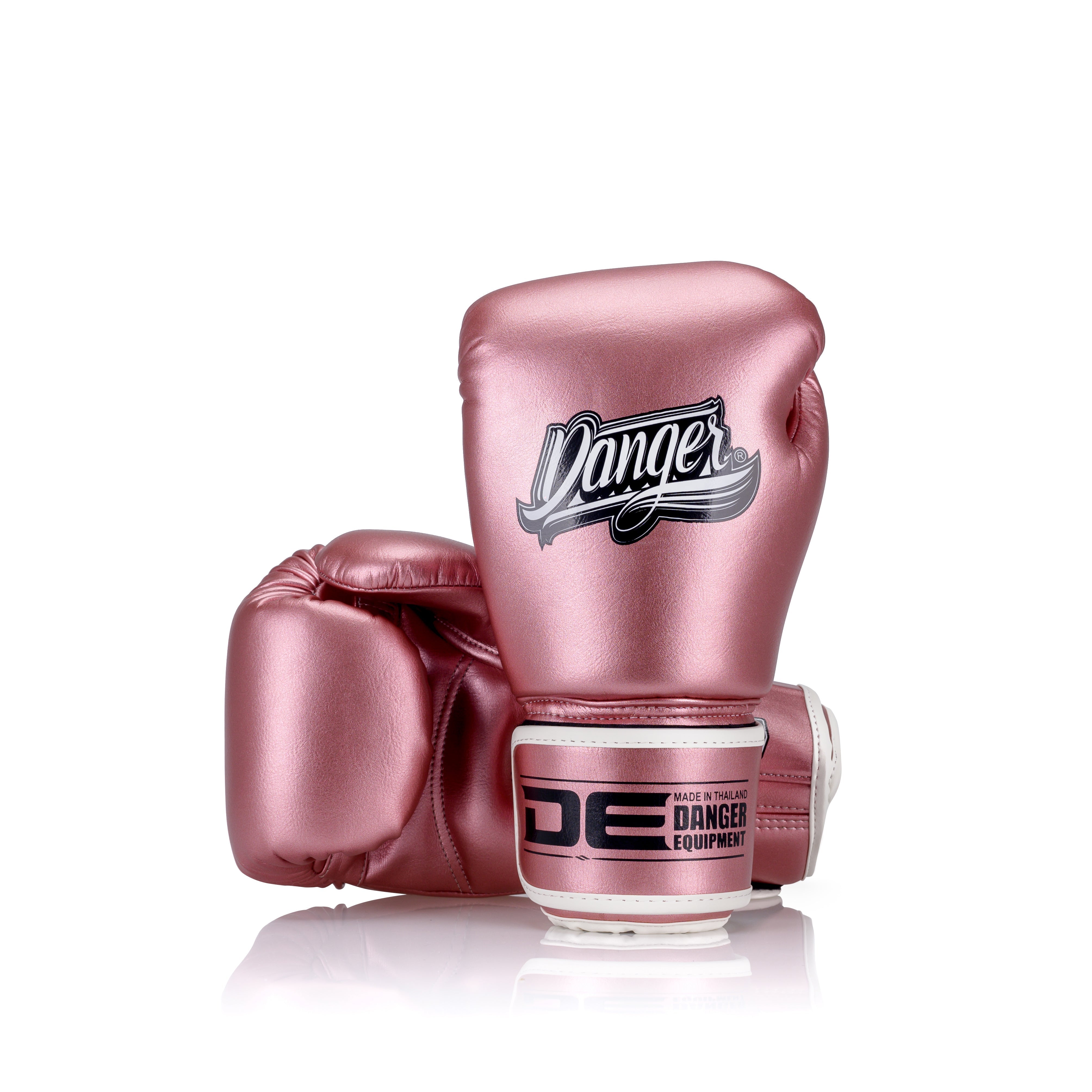 Pink Danger Equipment Classic Thai Metallic Boxing Gloves Front/Back