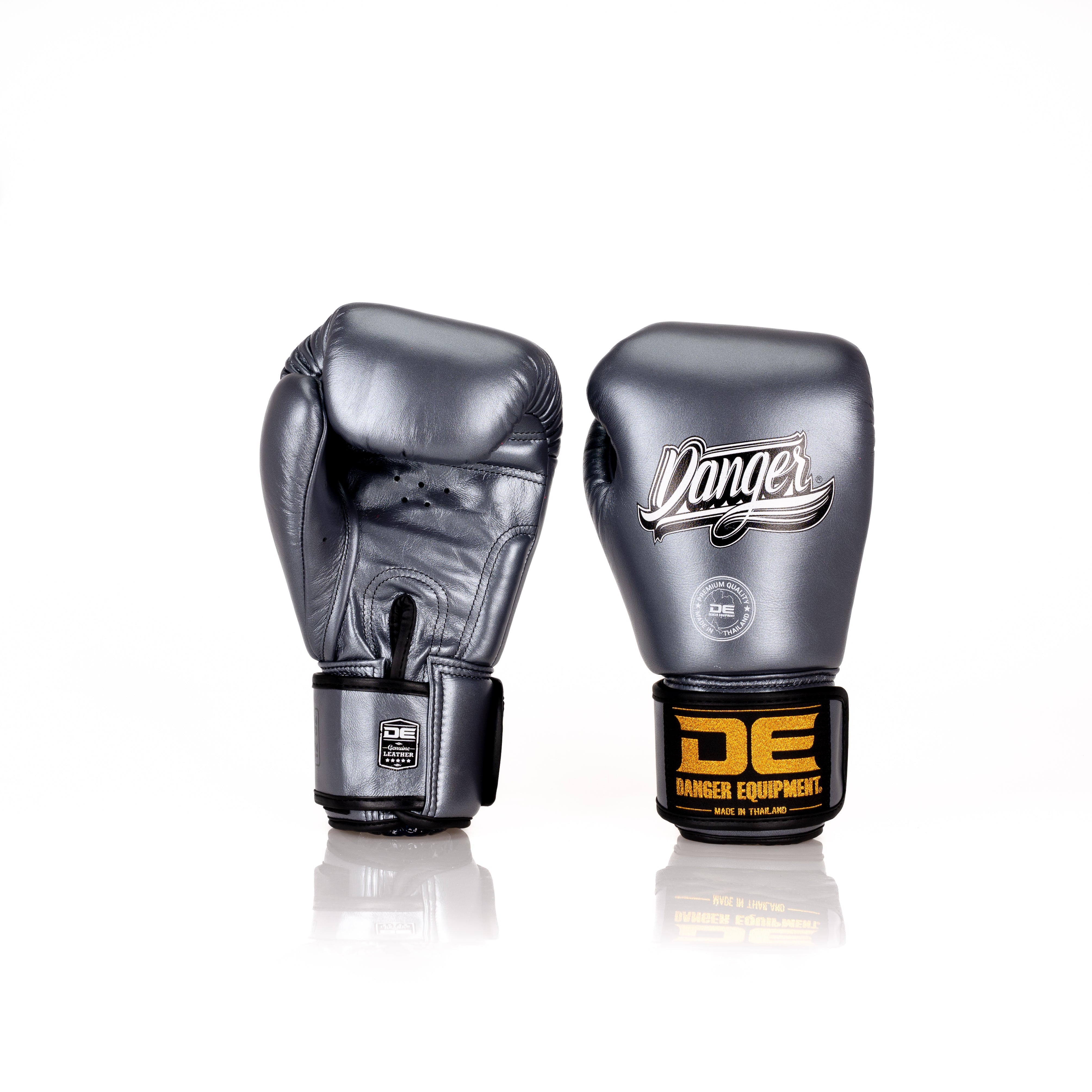 Silver Danger Equipment Classic Thai Boxing Gloves Front/Back