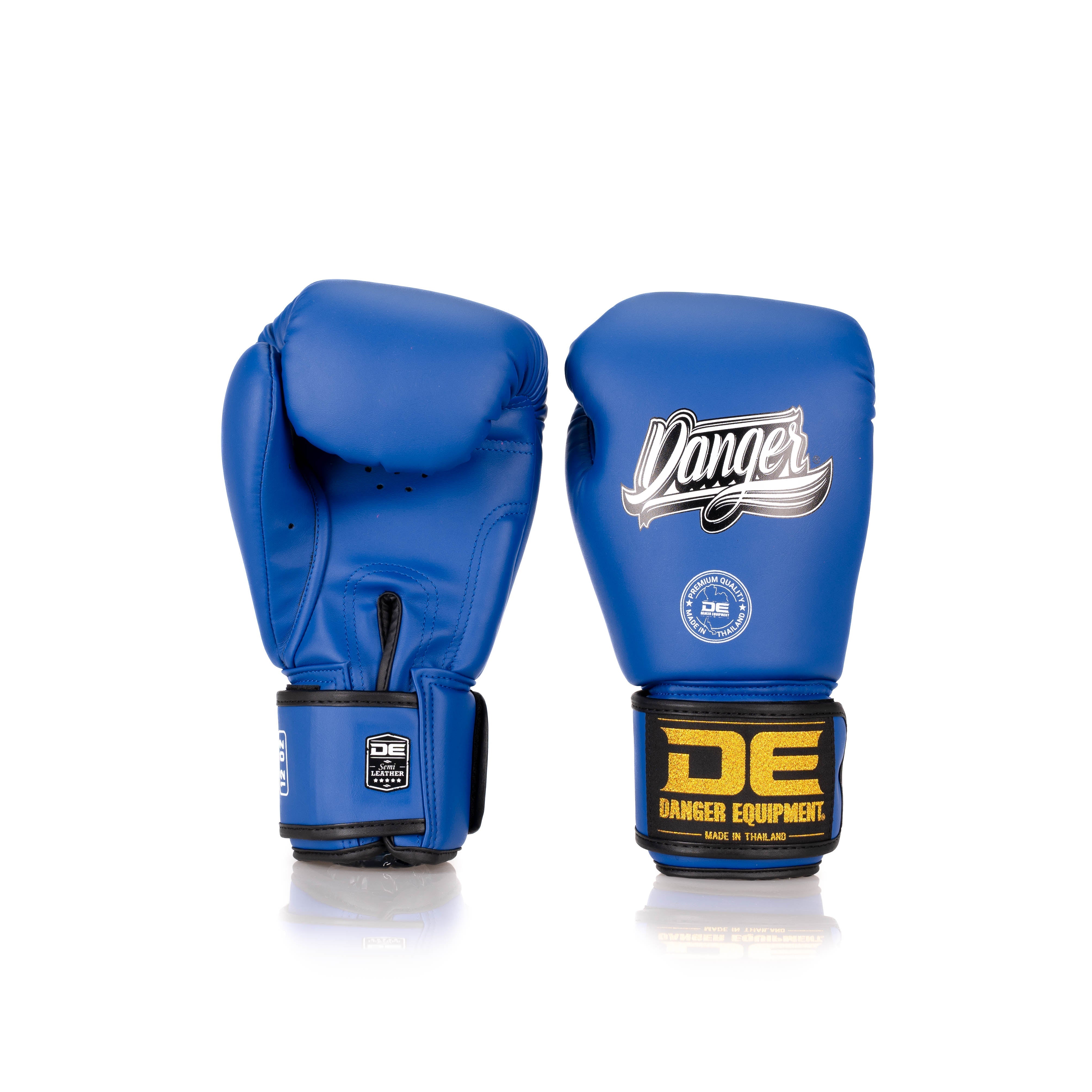  Blue Danger Equipment Classic Thai Boxing Gloves Front/Back