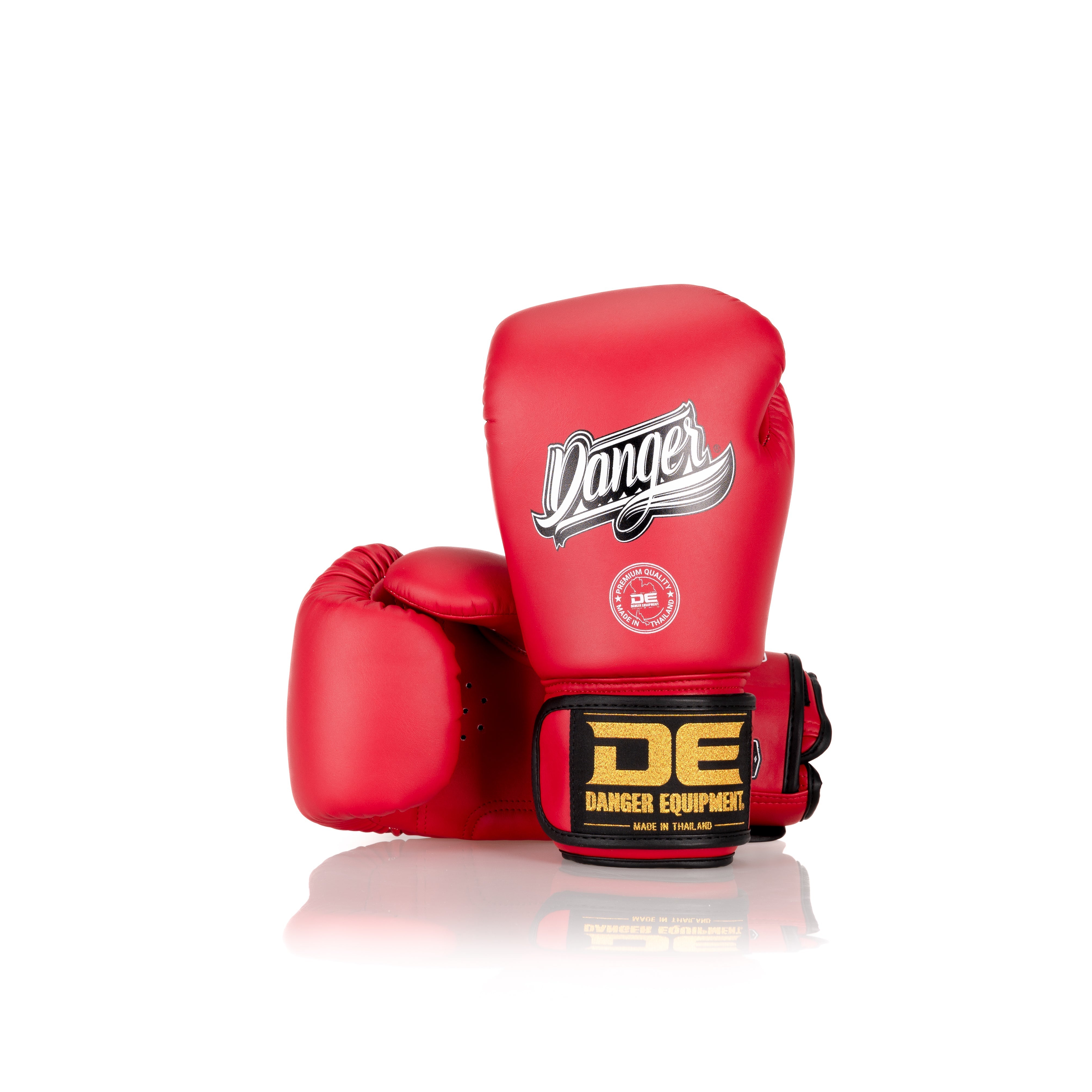 Red Danger Equipment Classic Thai Boxing Gloves Front/Back