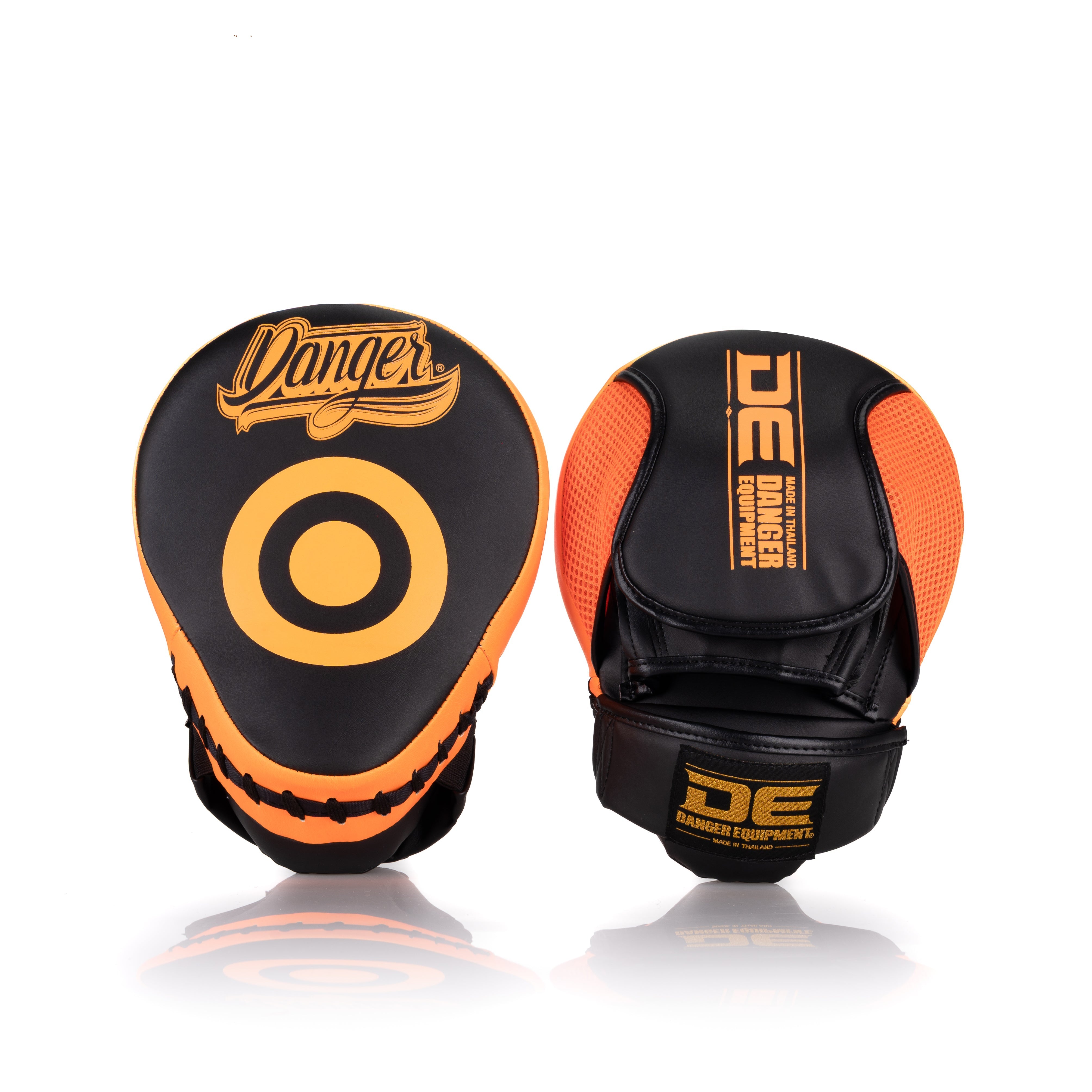 Orange/Black Danger Equipment Impact Focus Mitts Front/Back