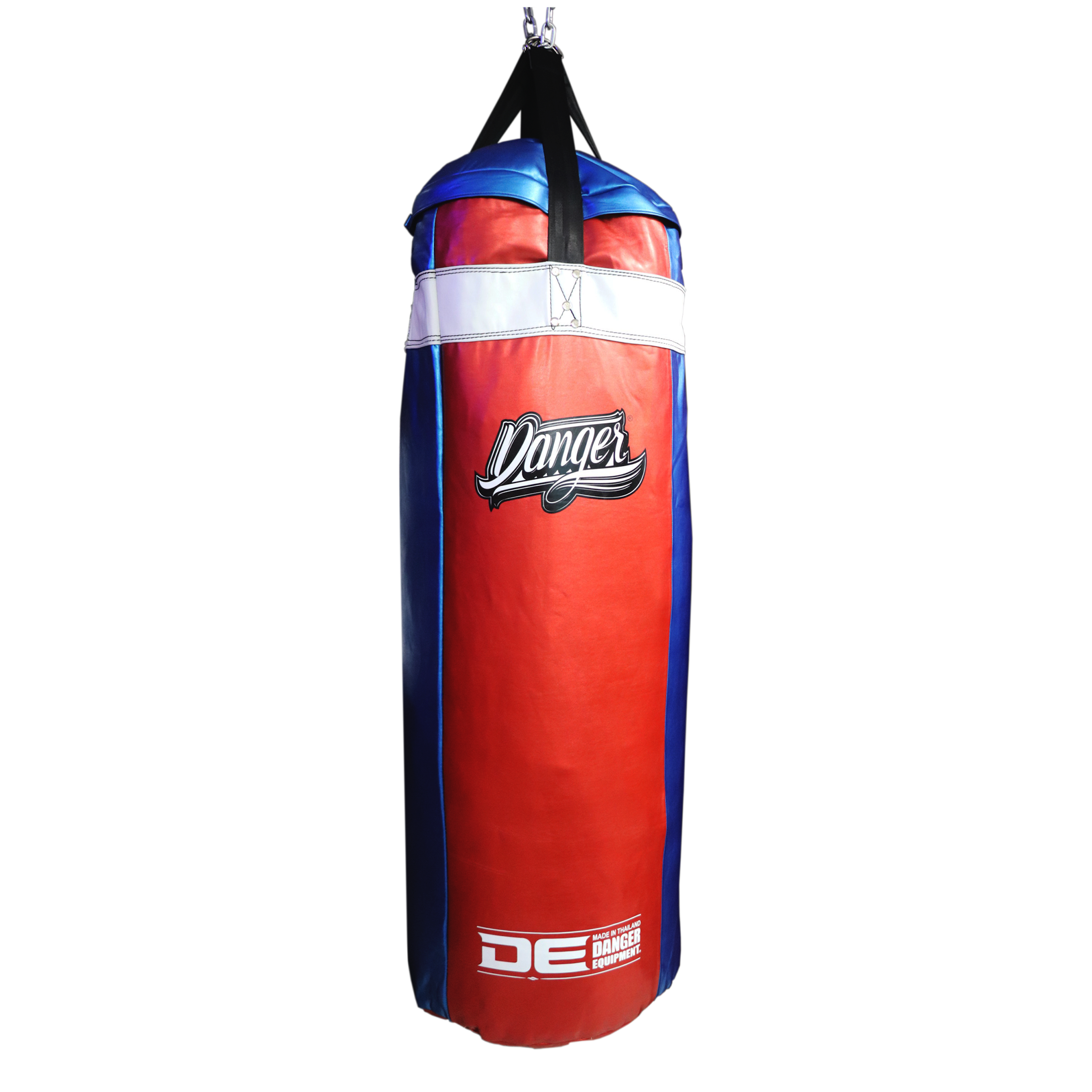 Blue/Red/White Danger Equipment Mexican Heavy Boxing Bag Unfilled Side