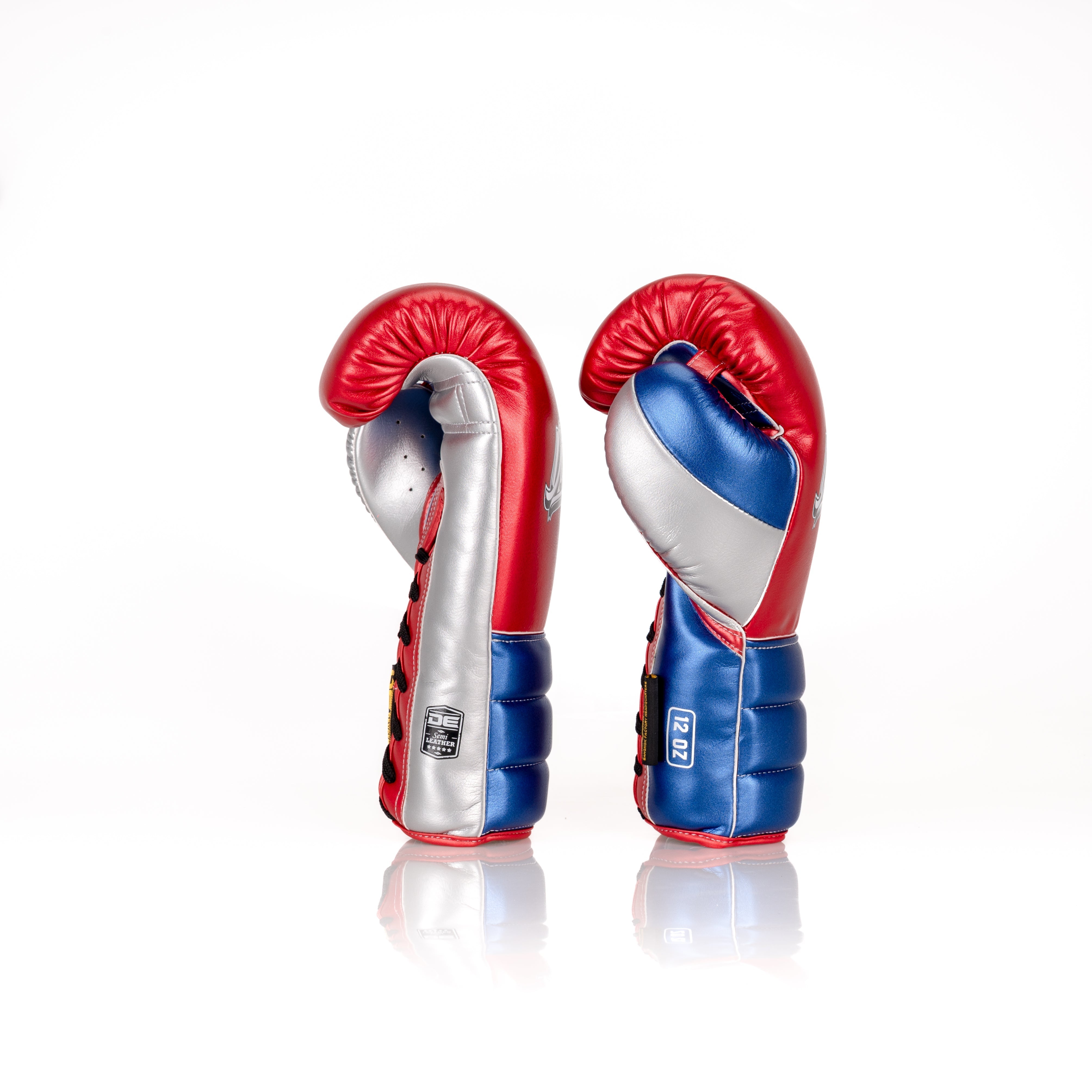 Red/Blue Danger Equipment Lace-Up Mexican Style Boxing Gloves Side