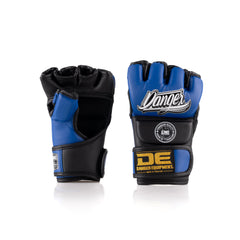Blue/Black Danger Equipment MMA Competition Boxing Gloves Front/Back