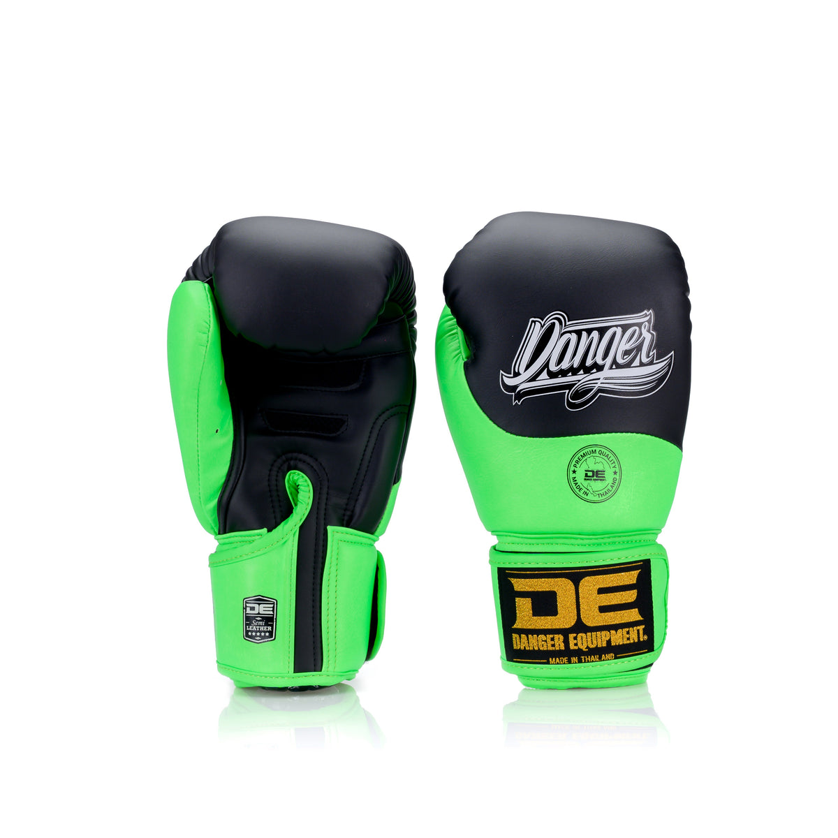 Green Danger Equipment Supermax 2.0 Boxing Gloves Front/Back