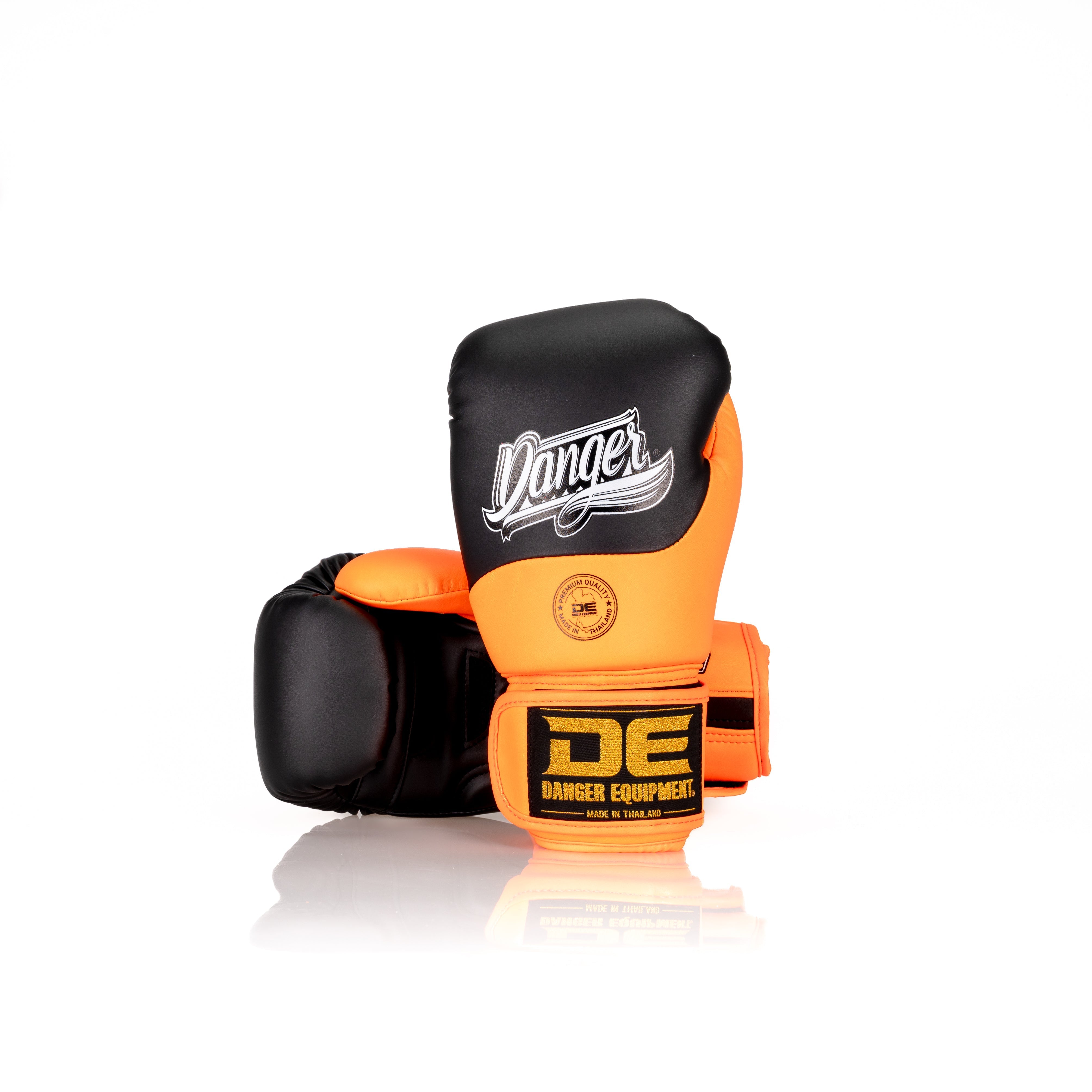 Orange Danger Equipment Supermax 2.0 Boxing Gloves Front/Back
