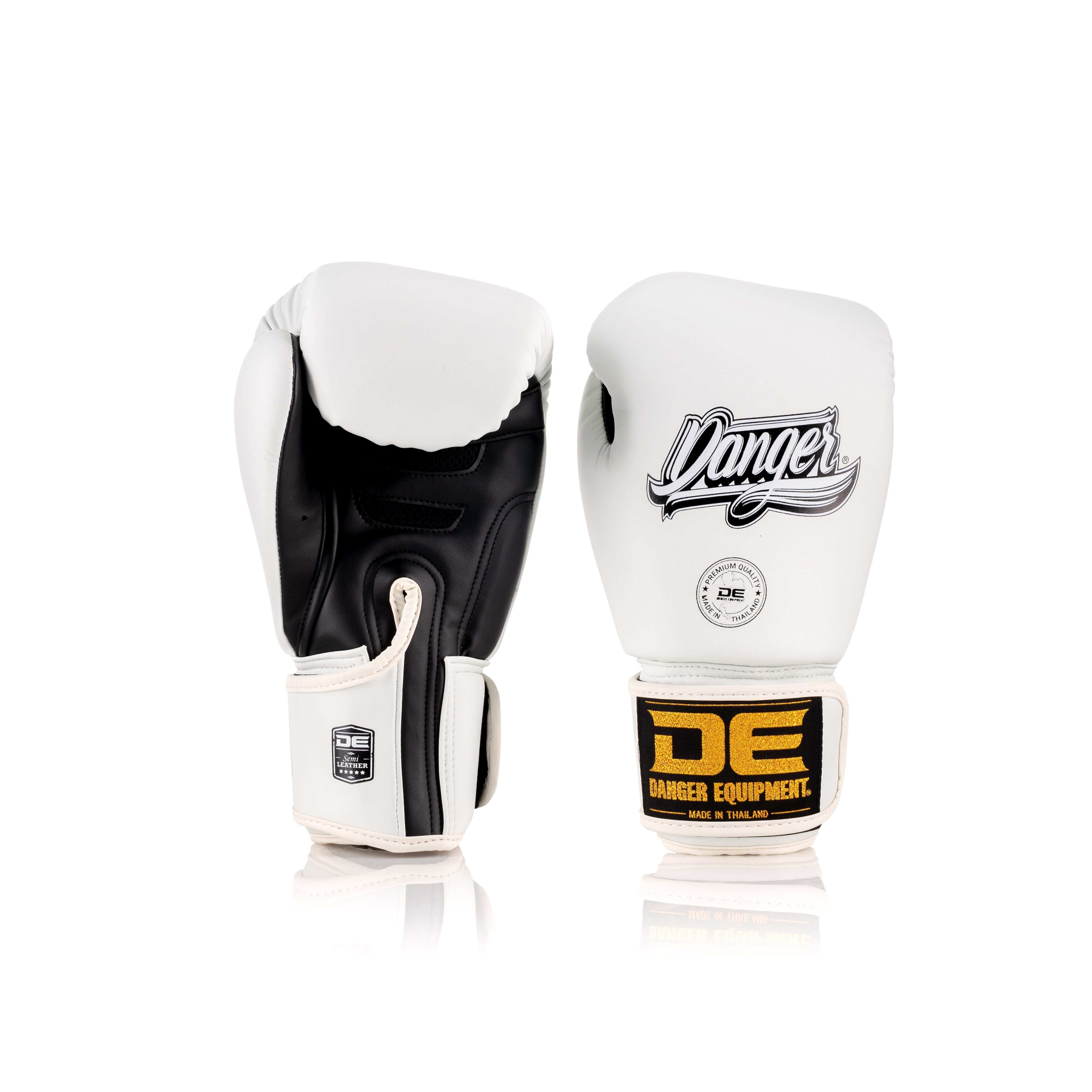 White Danger Equipment Super Max Boxing Gloves Front/Back