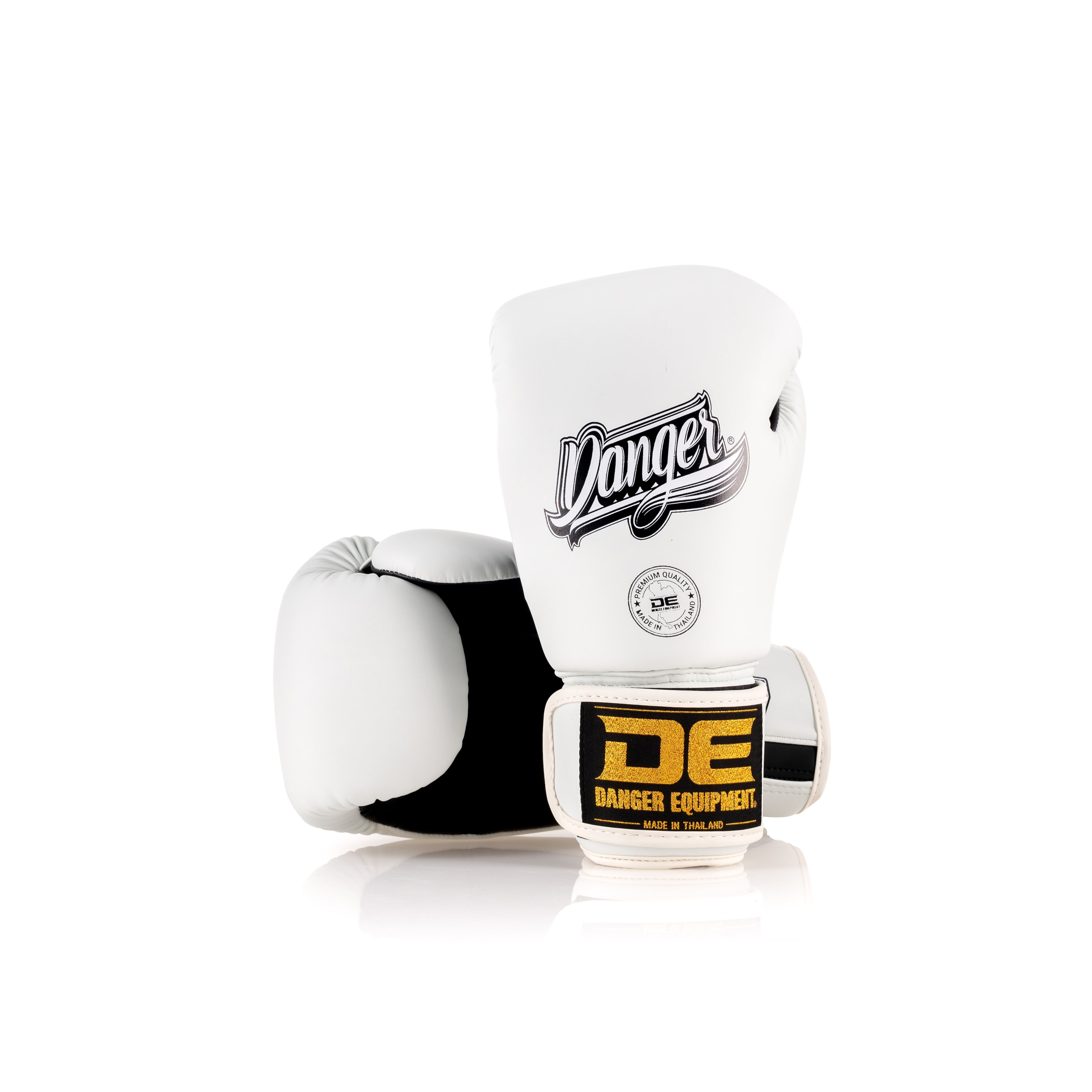 White Danger Equipment Super Max Boxing Gloves Front/Back