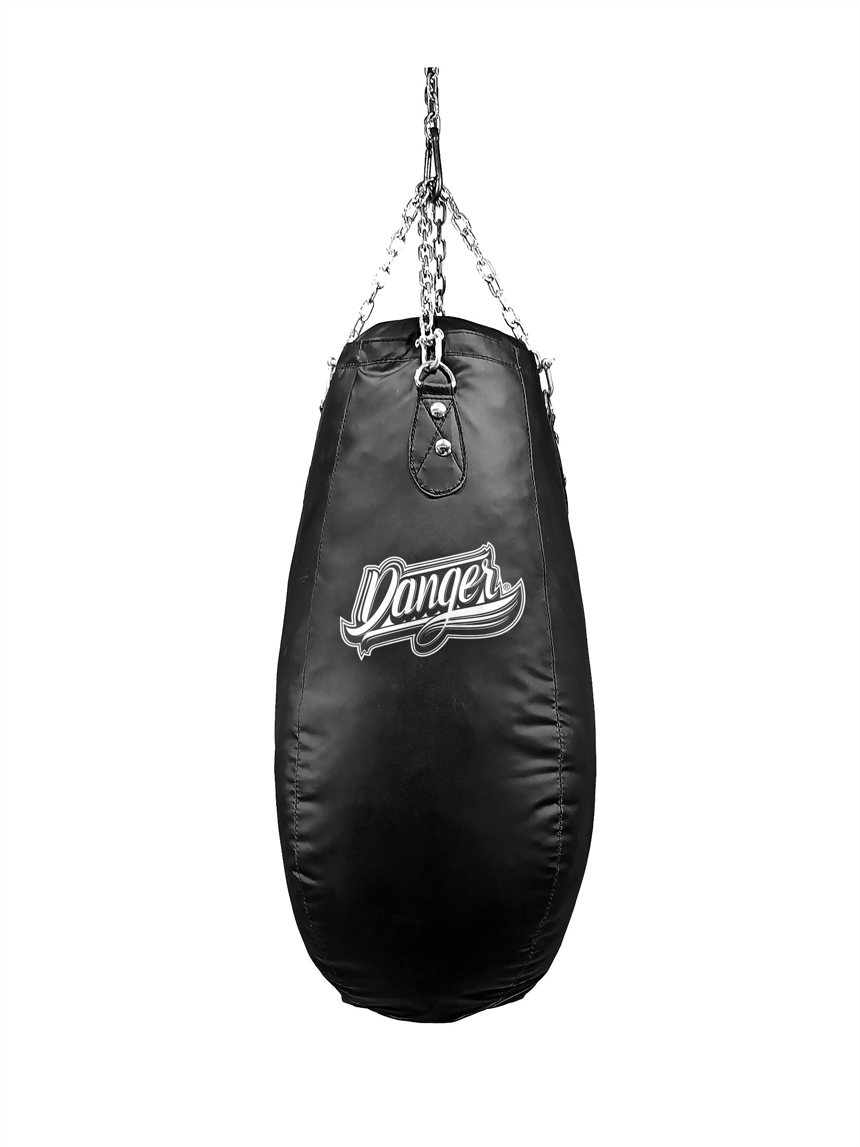 Black/White Danger Equipment Tear Drop Punching Bag Unfilled Front